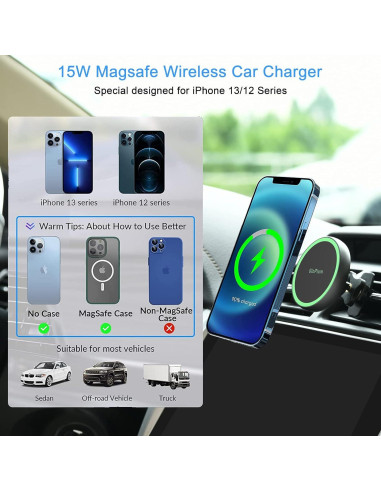 Soporte Carga Inalámbrica Magnético Gloplum para iPhone 15/14/13