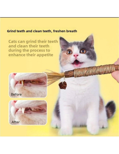 Palos Naturales de Silvervine para Gatos - 6 Pcs - Cuidado Dental