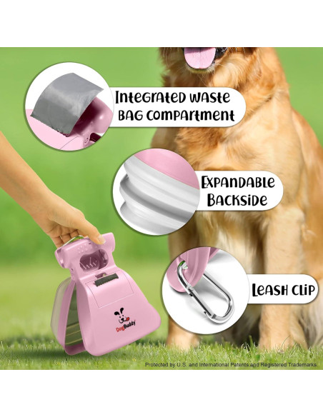 Recogedor de Excremento DogBuddy Mediano Rosa con Accesorios