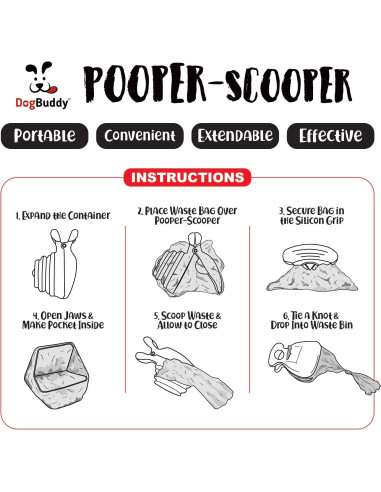 Recogedor de Excremento DogBuddy Mediano Rosa con Accesorios