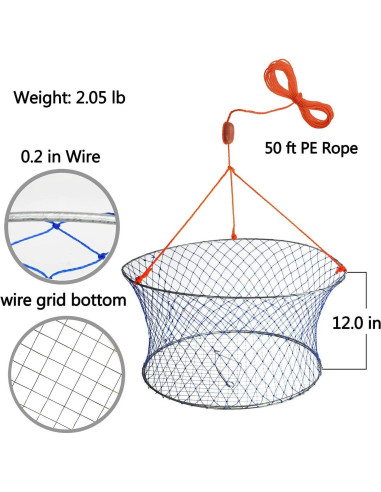 Red de Cangrejos Palmyth 61x51 cm con Clip y Cebo