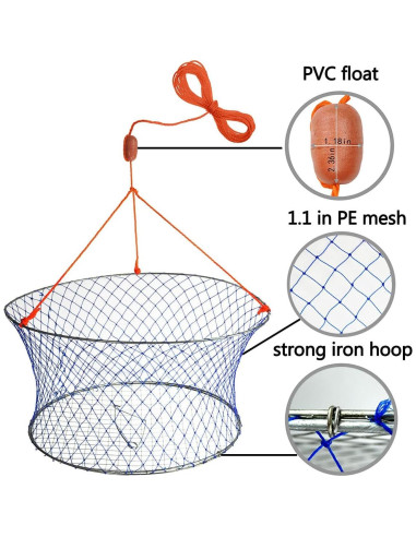 Red de Cangrejos Palmyth 61x51 cm con Clip y Cebo
