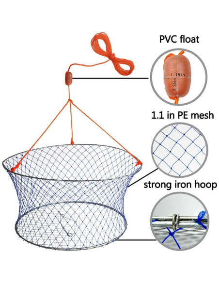 Red de Cangrejos Palmyth 61x51 cm con Clip y Cebo