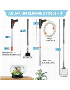 Kit de Limpieza para Acuarios hygger - Aspiradora de Grava y Cepillo 2