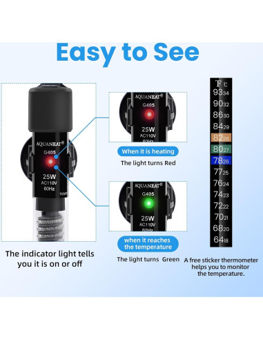 Calentador de Acuario AQUANEAT 25W Mini para Peces Betta