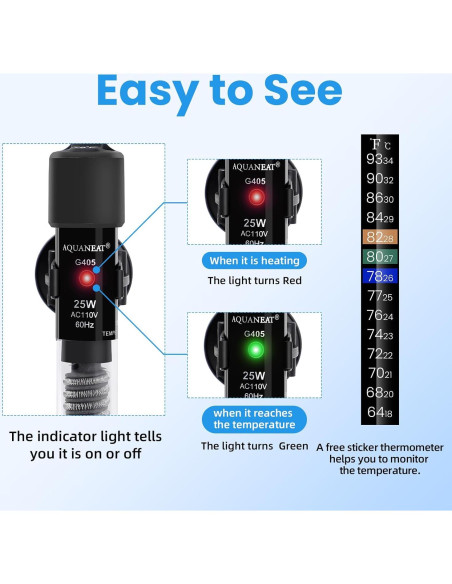 Calentador de Acuario AQUANEAT 25W Mini para Peces Betta