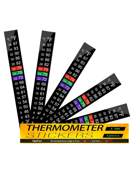 5 Tiras de Termómetro Adhesivas Qishiyi para Acuario 4-36C 5 Tiras de Termómetro Adhesivas Qishiyi para Acuario 4-36C