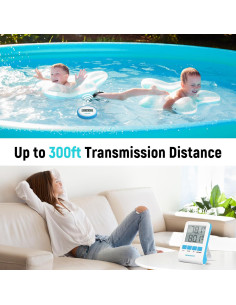 Termómetro de piscina digital HEIMVERT flotante IPX8 azul claro 2