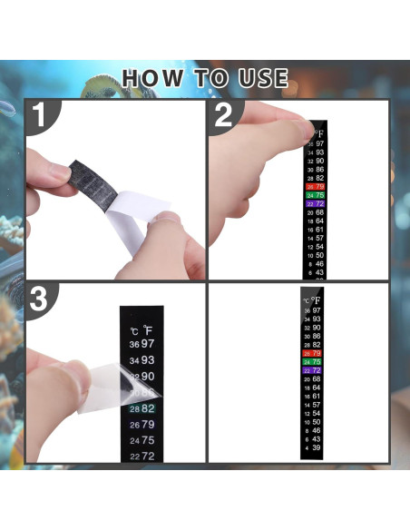 5 Tiras de Termómetro Adhesivas Qishiyi para Acuario 4-36C 5 Tiras de Termómetro Adhesivas Qishiyi para Acuario 4-36C