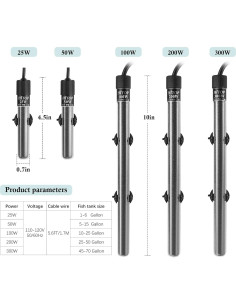 Calentador de Acuario HITOP 100W Digital Compacto 10-25 Gal 2