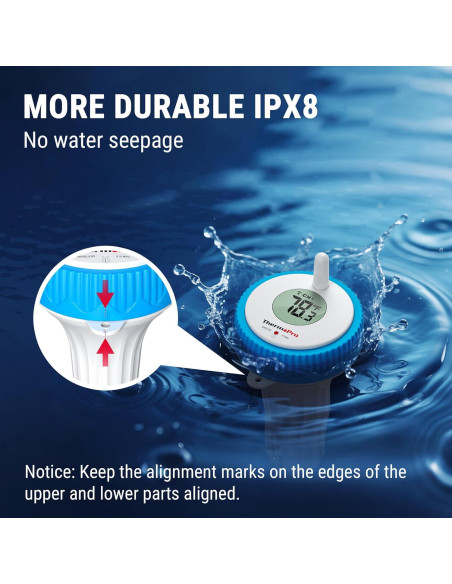 Termómetro de piscina digital ThermoPro TP211B flotante IPX8
