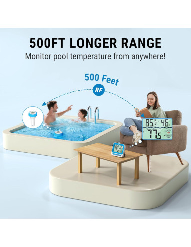 Termómetro de piscina digital ThermoPro TP211B flotante IPX8