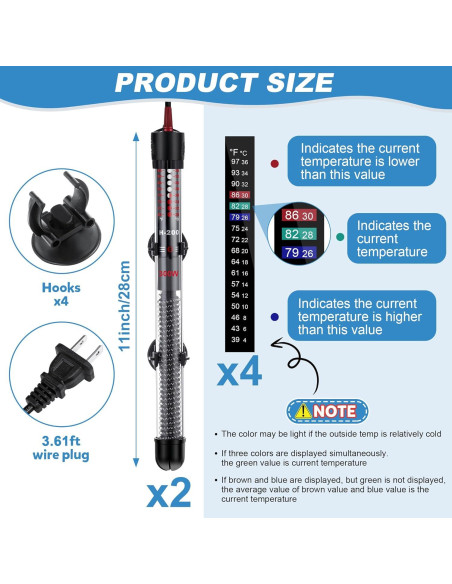 Calentador de Acuario Dreyoo 300W Ajustable para Peceras