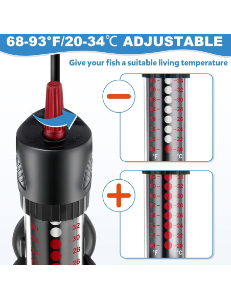 Calentador de Acuario Dreyoo 300W Ajustable para Peceras