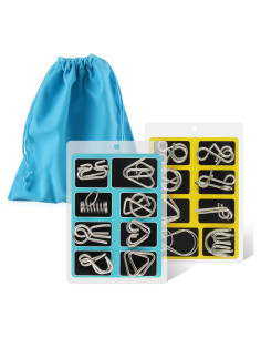 Conjunto de 16 Rompecabezas de Alambre Coogam - IQ y Desenredo