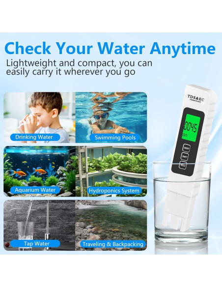 Medidor de agua digital TDS MEWMINGLE 4 en 1 - Preciso y confiable