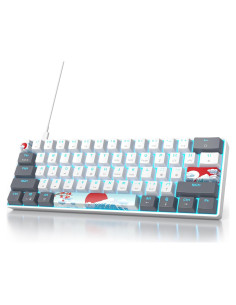 Teclado Mecánico RGB Owpkeenthy 60% Blanco Interruptor Rojo