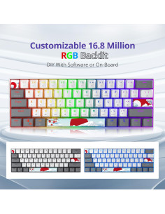 Teclado Mecánico RGB Owpkeenthy 60% Blanco Interruptor Rojo 2