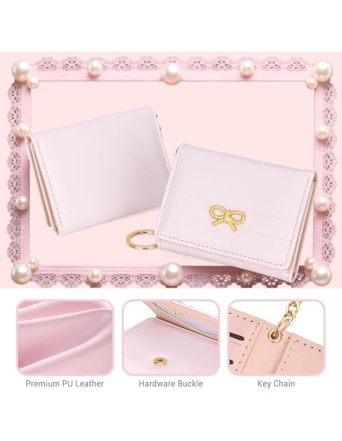 Billetera Trifolio YINHEXI para Mujeres con Lazo Rosa y RFID