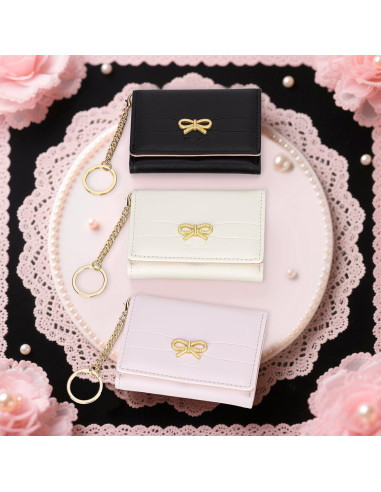 Billetera Trifolio YINHEXI para Mujeres con Lazo Rosa y RFID