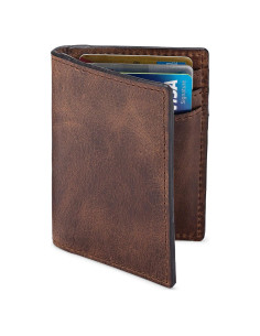 Billetera de Cuero Premium RFID para Hombres - Slim Marrón Clásico