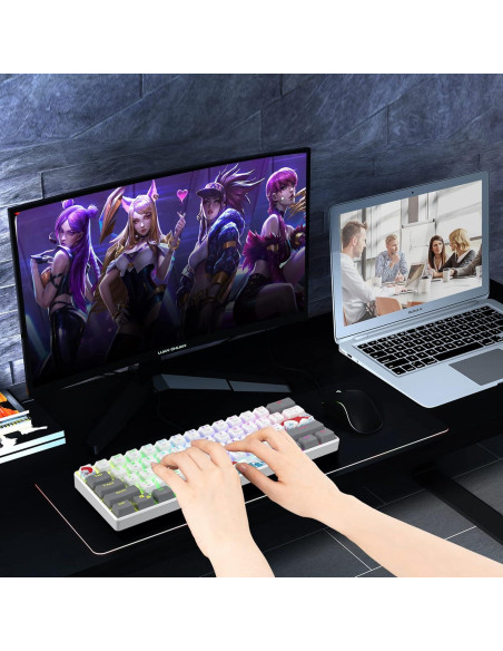 Teclado Mecánico RGB Owpkeenthy 60% Blanco Interruptor Rojo