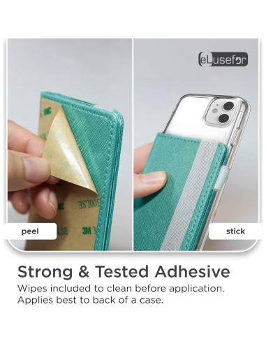 Billetera Adherible eLusefor Turquesa para Teléfono - 6 Tarjetas