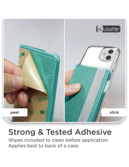 Billetera Adherible eLusefor Turquesa para Teléfono - 6 Tarjetas