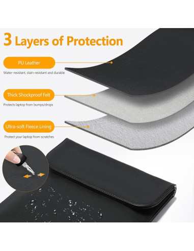 Funda para Laptop 15" HYZUO Negra - MacBook Air/Pro y Surface