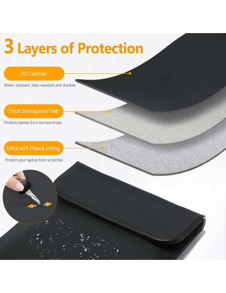 Funda para Laptop 15" HYZUO Negra - MacBook Air/Pro y Surface Funda para Laptop 15" HYZUO Negra - MacBook Air/Pro y Surface