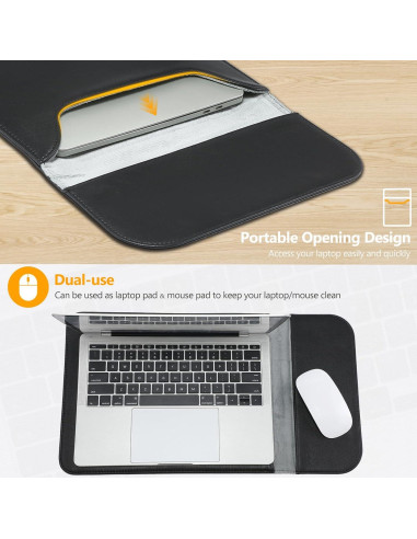 Funda para Laptop 15" HYZUO Negra - MacBook Air/Pro y Surface