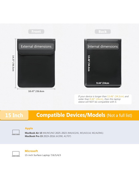Funda para Laptop 15" HYZUO Negra - MacBook Air/Pro y Surface Funda para Laptop 15" HYZUO Negra - MacBook Air/Pro y Surface