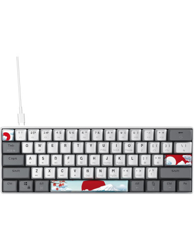 Teclado Mecánico RGB Owpkeenthy 60% Blanco Interruptor Rojo