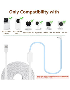 Paquete de 2 Cables de Extensión USB 7.5m Goldtime para WYZE Cam 2