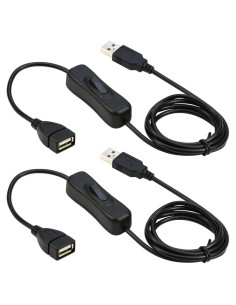 Cable de Extensión USB RIITOP 0.9m con Interruptor ON/OFF - 2 Pack