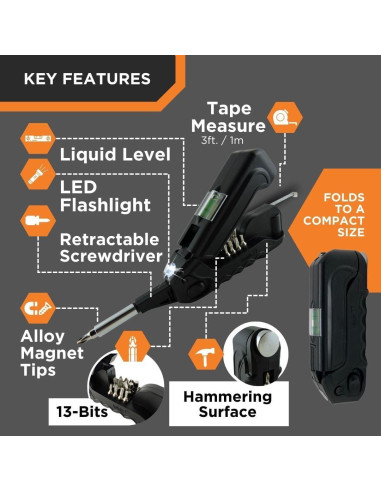 Kelvin Tools - Destornillador Urbano 17 en 1 Compacto