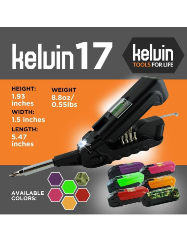 Kelvin Tools - Destornillador Urbano 17 en 1 Compacto