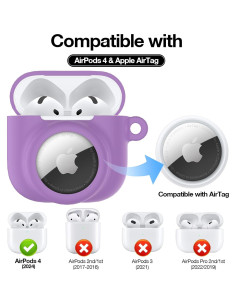 Funda de Silicona 2 en 1 LDSXAY para AirPods 4 y AirTag - Púrpura 2