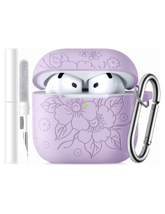 Funda Protectora Silicona Lavanda para AirPods 4 con Kit de Limpieza