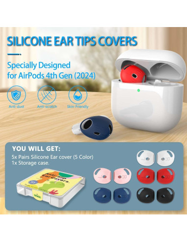 5 Pares de Cubiertas de Silicona para AirPods 4 - QINZAC