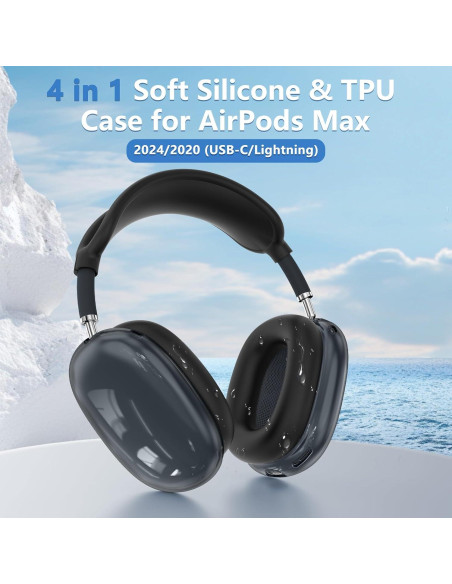 Funda 4 en 1 para AirPods Max Polislime TPU y Silicona Negra