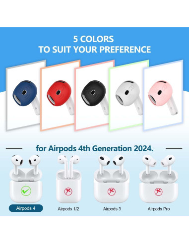 5 Pares de Cubiertas de Silicona para AirPods 4 - QINZAC