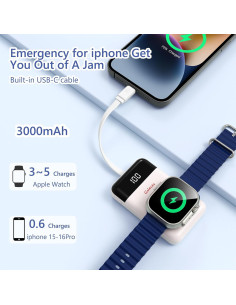 Cargador Portátil 3000mAh Galeces para Apple Watch y iPhone 2