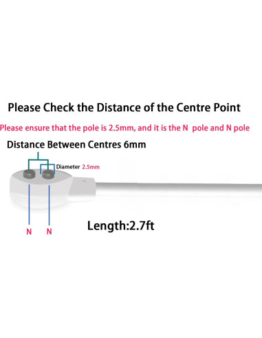 Cable de Carga USB Magnético 6mm YiKaiEn 0.82m Blanco