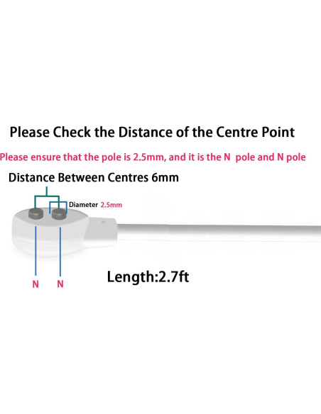 Cable de Carga USB Magnético 6mm YiKaiEn 0.82m Blanco