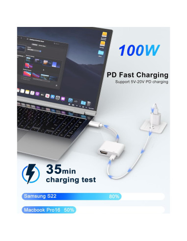 Adaptador USB-C a HDMI 4K LIEZHUA para iPhone 16/15 Pro