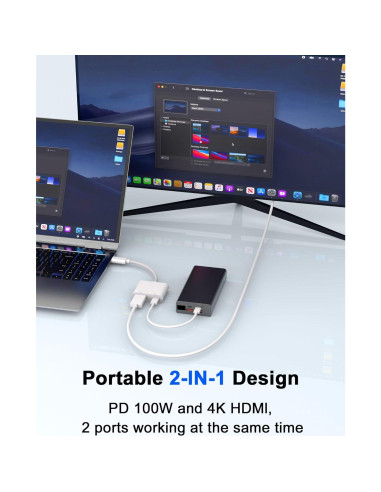 Adaptador USB-C a HDMI 4K LIEZHUA para iPhone 16/15 Pro