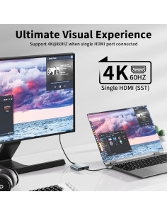 Adaptador USB C a Doble HDMI Aplimln 4K@60Hz para Laptop 2