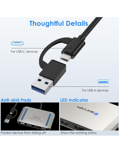Adaptador WAVLINK USB 3.0 a Doble HDMI/DisplayPort 4K 60Hz