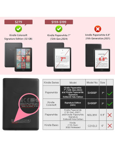 Funda FUWANG para Kindle Paperwhite 12 Gen 7" Rosa 2024 2